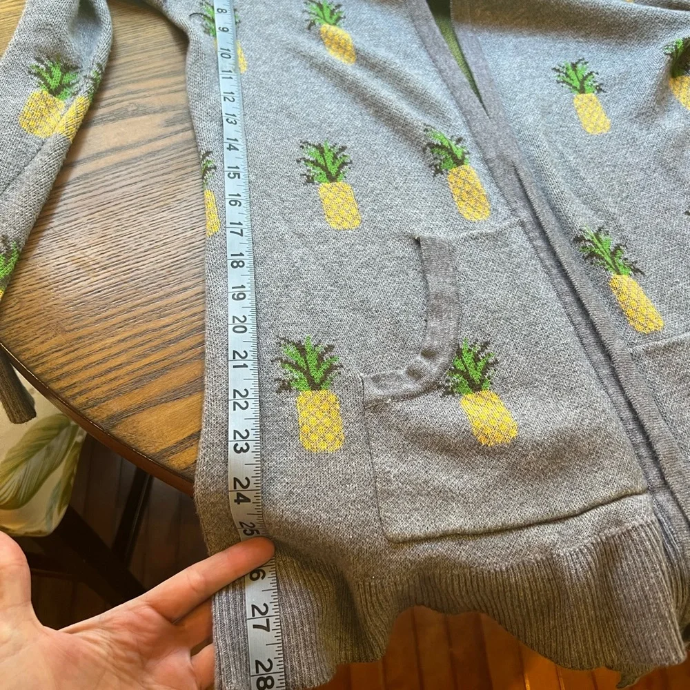 Belladini Pineapple Cardigan Hooded Sweater Gray Yellow Coastal